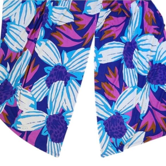 NWT Soft Surroundings Serena Maxi Dress Floral Slits Stretch Size L Blue Multi - Picture 6 of 12